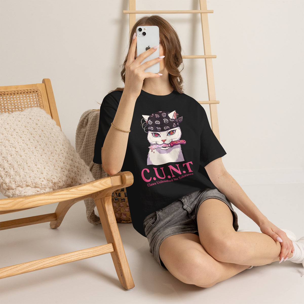 C.U.N.T Acronym Cat T-Shirt — Sassy Feline Rebellious Streetwear
