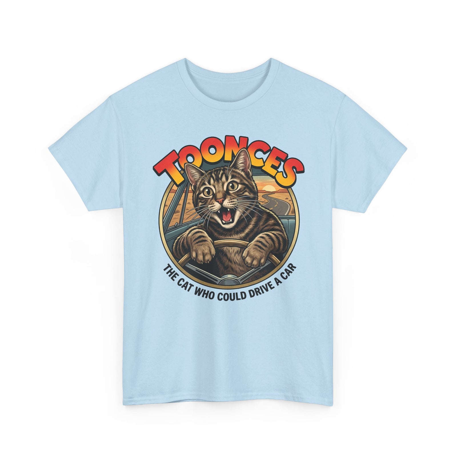 Toonces Cat Driving Tee — "Toonces: The Cat Who Could Drive a Car" Graphic T-Shirt