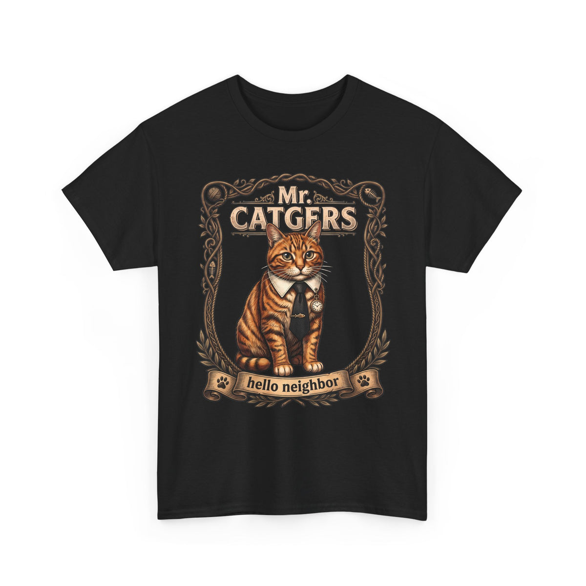 Mr. Catgers Hello Neighbor Tabby Cat Shirt — Funny Pop Culture T-Shirt
