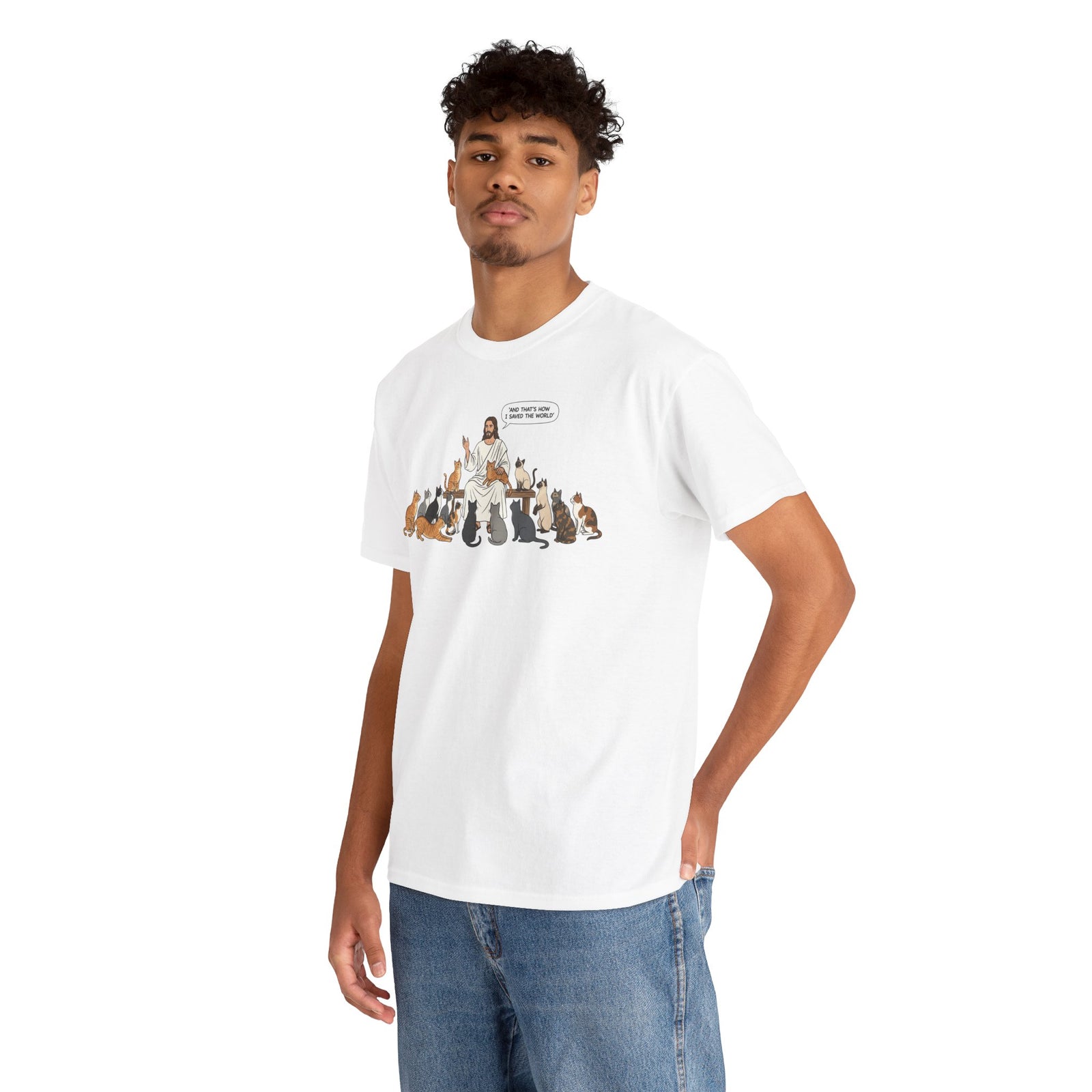 Cats & Jesus T-Shirt — Faith + Feline Graphic Tee