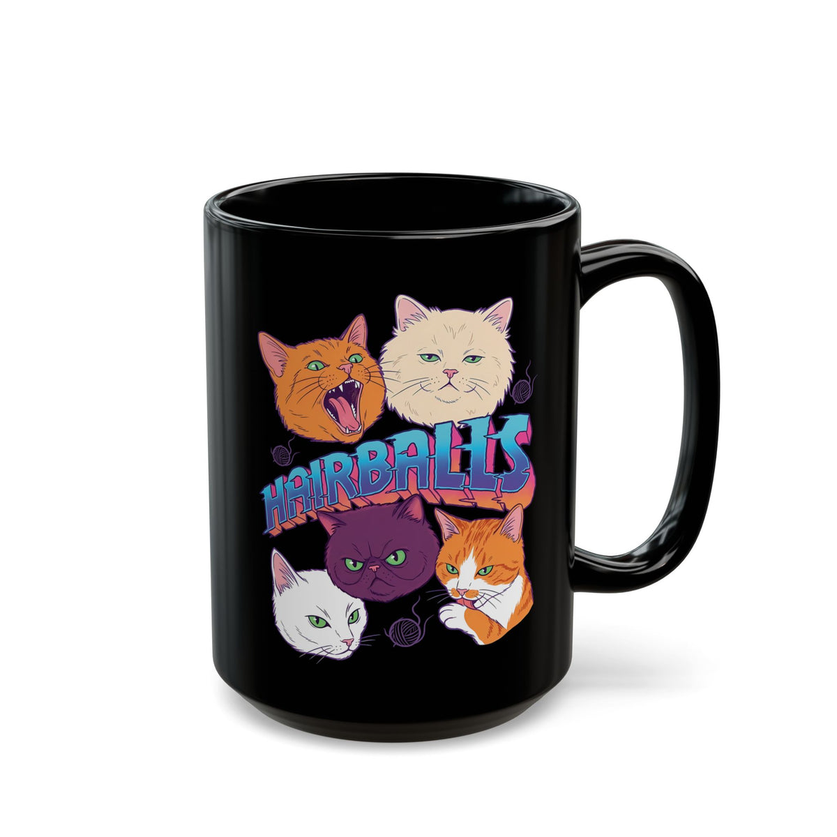 Cats Hairballs Black Mug — Funny Cat Lover Mug