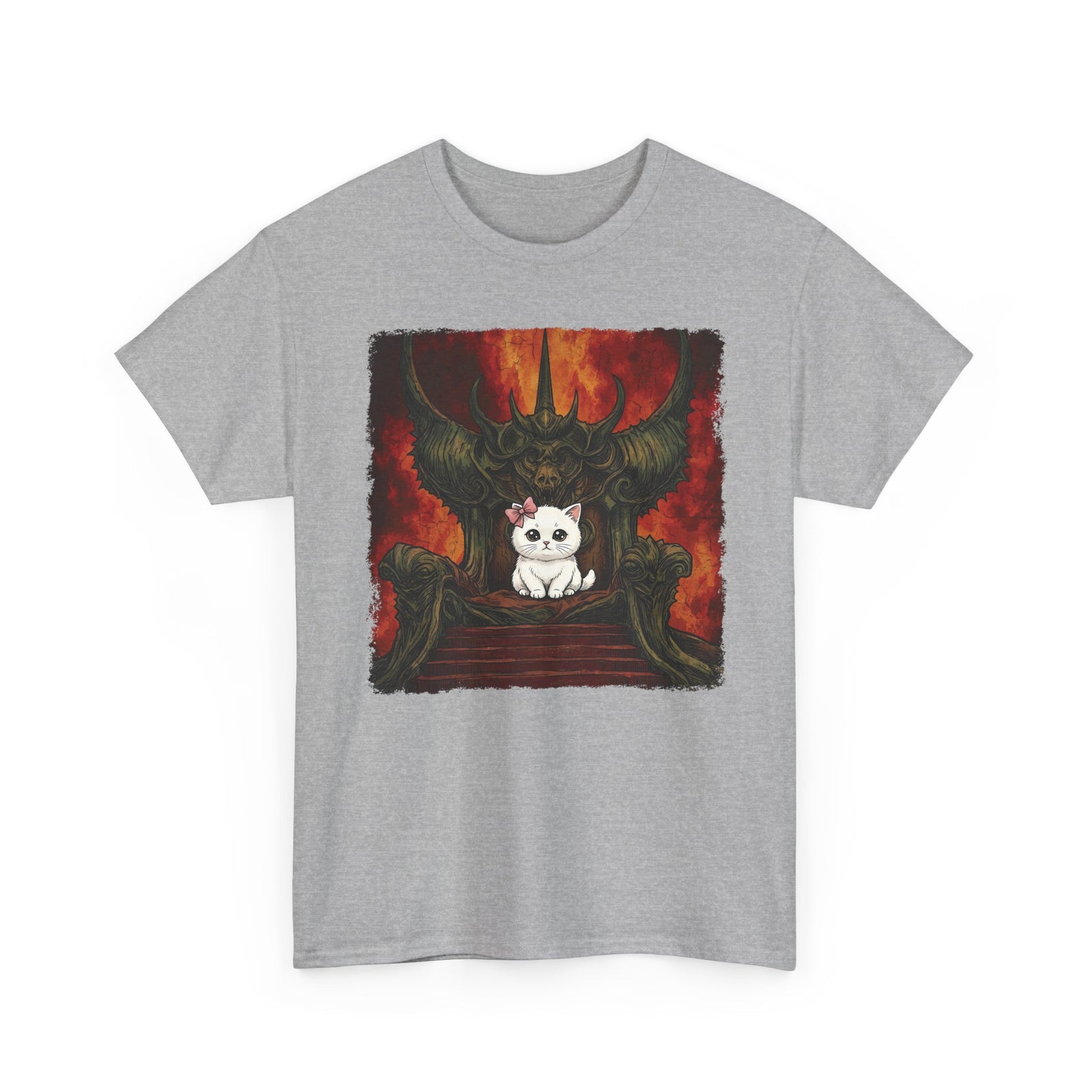 Evil Kitty Throne Kitten T-Shirt — Cute Cat Dark Fantasy Graphic