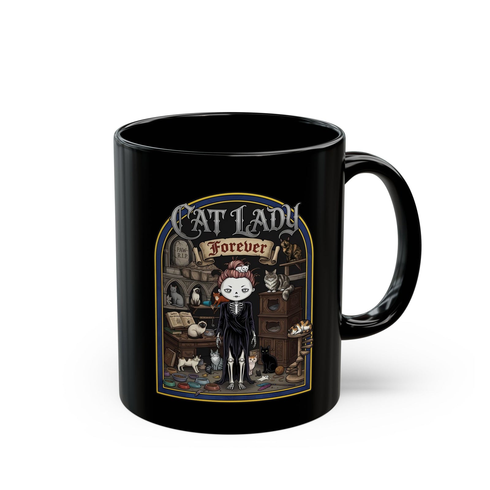 Cat Lady Black Mug Funny Cat Lover Mug