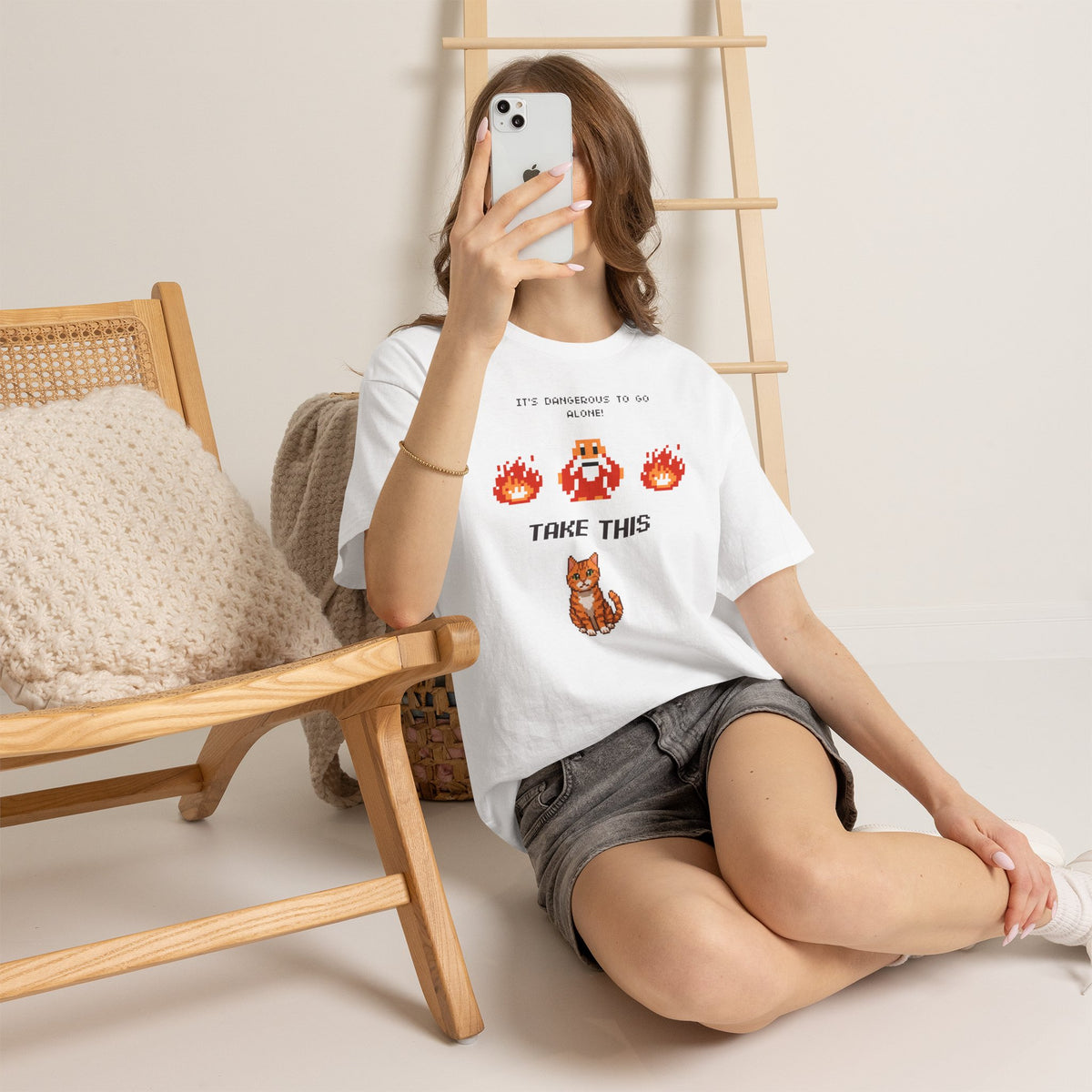 Retro Gamer Cat Shirt, It's Dangerous to Go Alone Take This Cat Tee