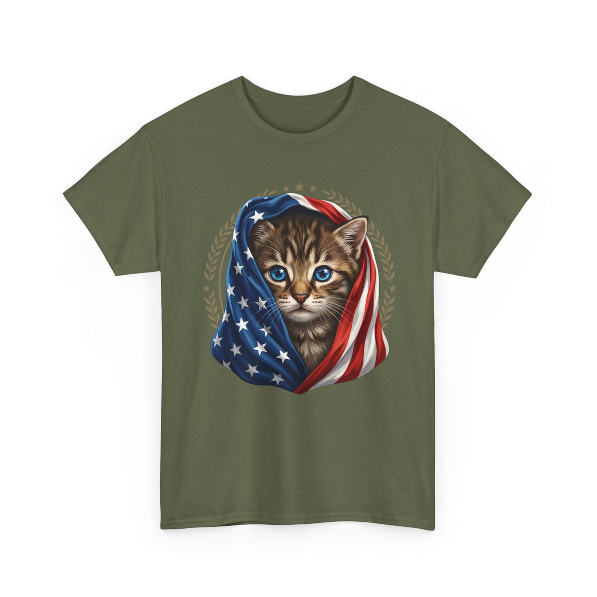 Patriotic American Flag Cat T-Shirt Cute Kitten USA Pride