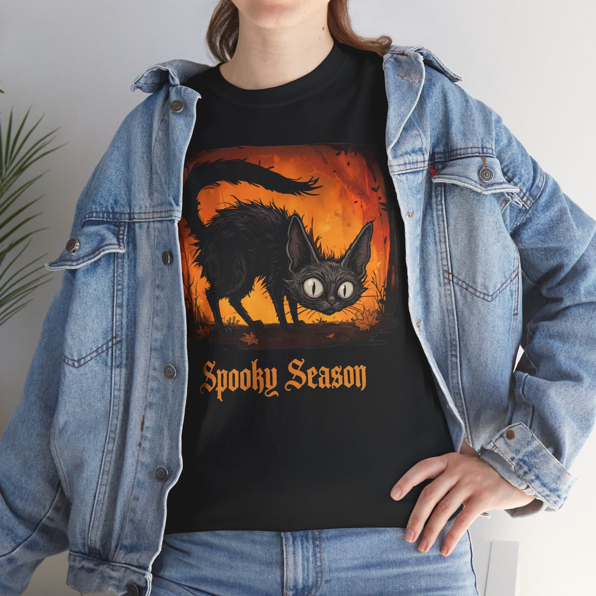 Spooky Season Scaredy Black Cat Shirt — Vintage Halloween Gothic T-Shirt