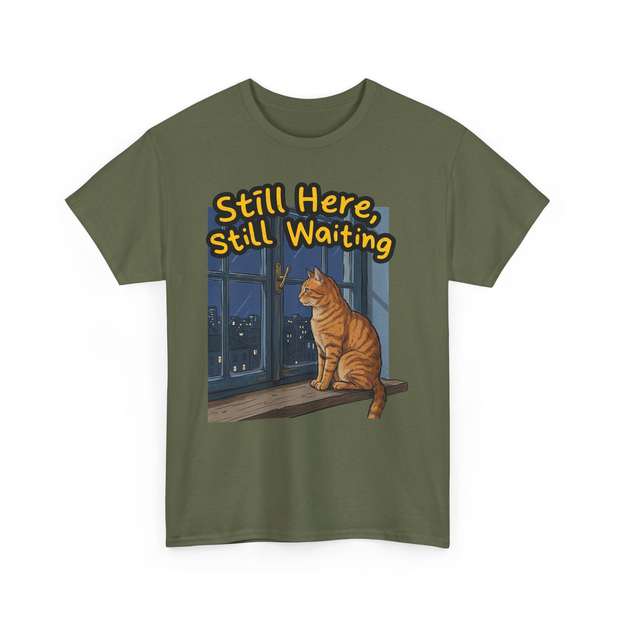 Cat Window Tee — "Still Here, Still Waiting" Graphic T‑Shirt