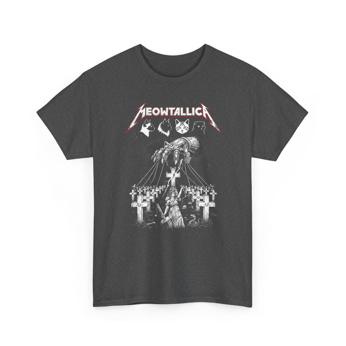 Meowtallica Graphic Tee — Metal Cat Band T-Shirt