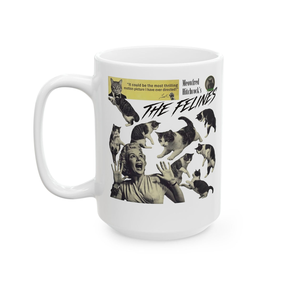 Retro Felines Ceramic Mug — Vintage Cat Graphic Mug