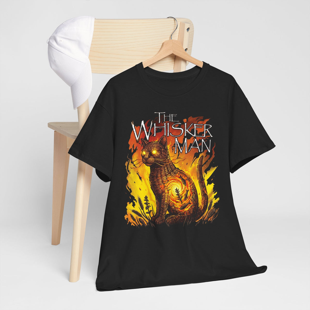 The Whisker Man Fiery Cat Horror Graphic Tee