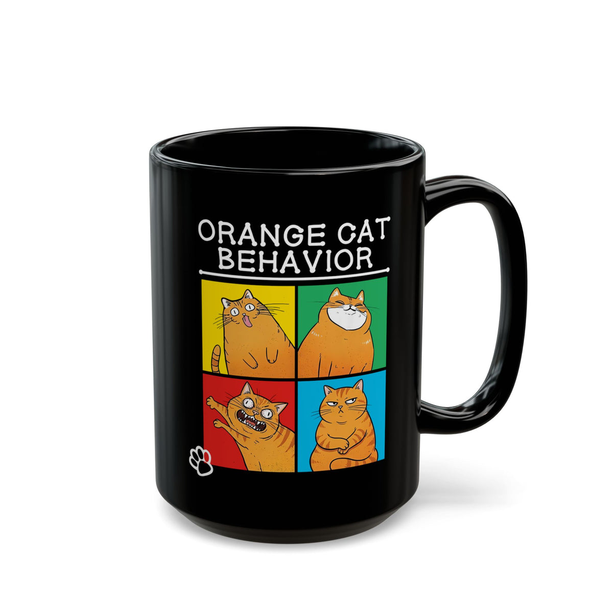 Orange Cat Behavior Black Mug Funny Cat Lover Mug