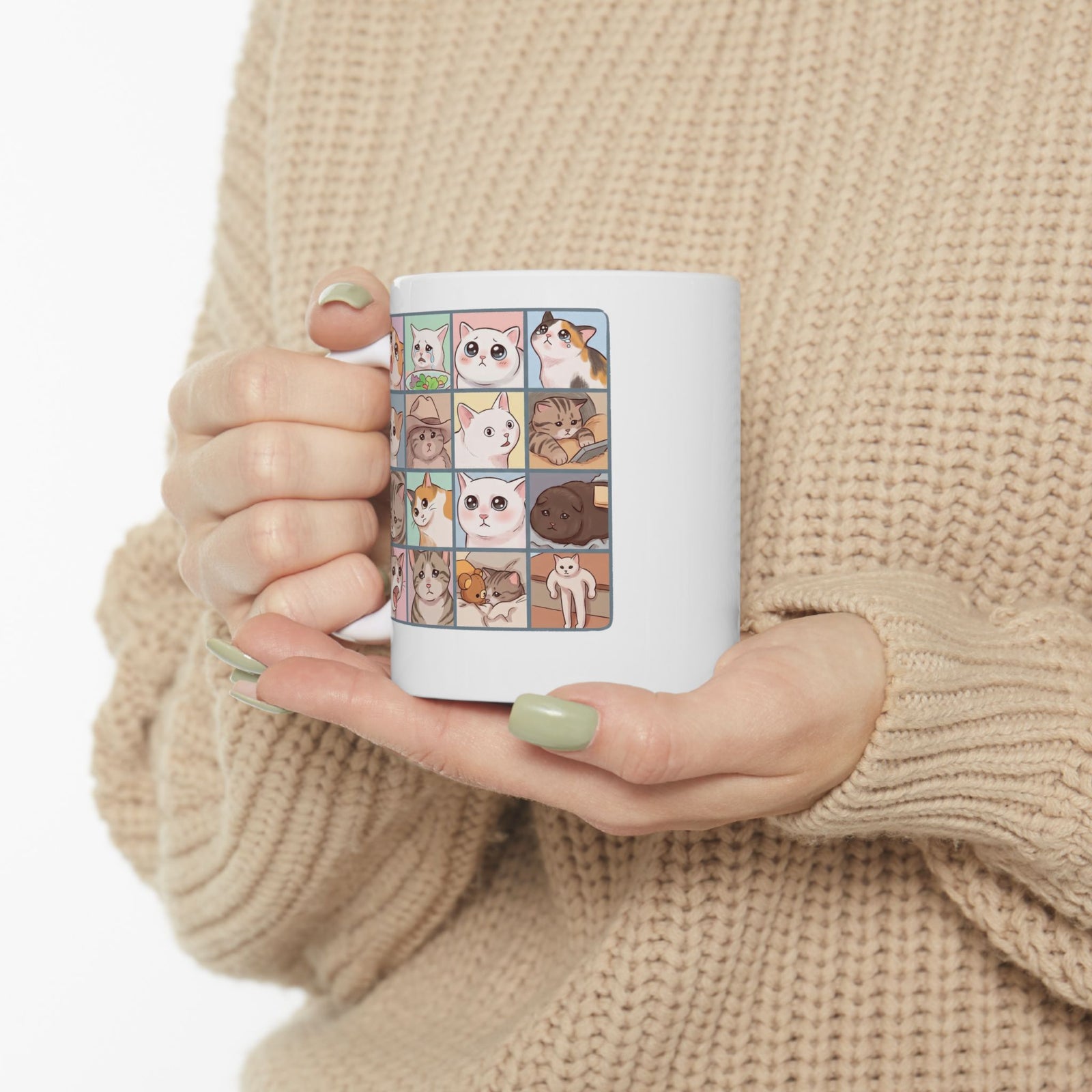 Cat Reactions Mug Funny Cat Memes Ceramic Mug