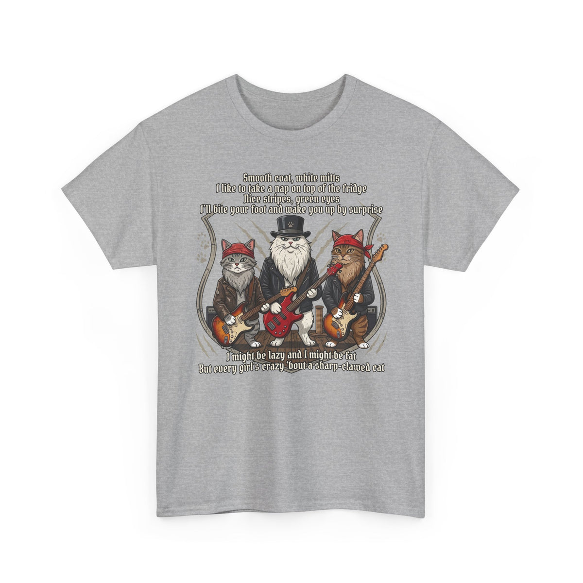 Cat Rock Band T‑Shirt — "I Might Be Lazy" Funny Guitar Cats Tee
