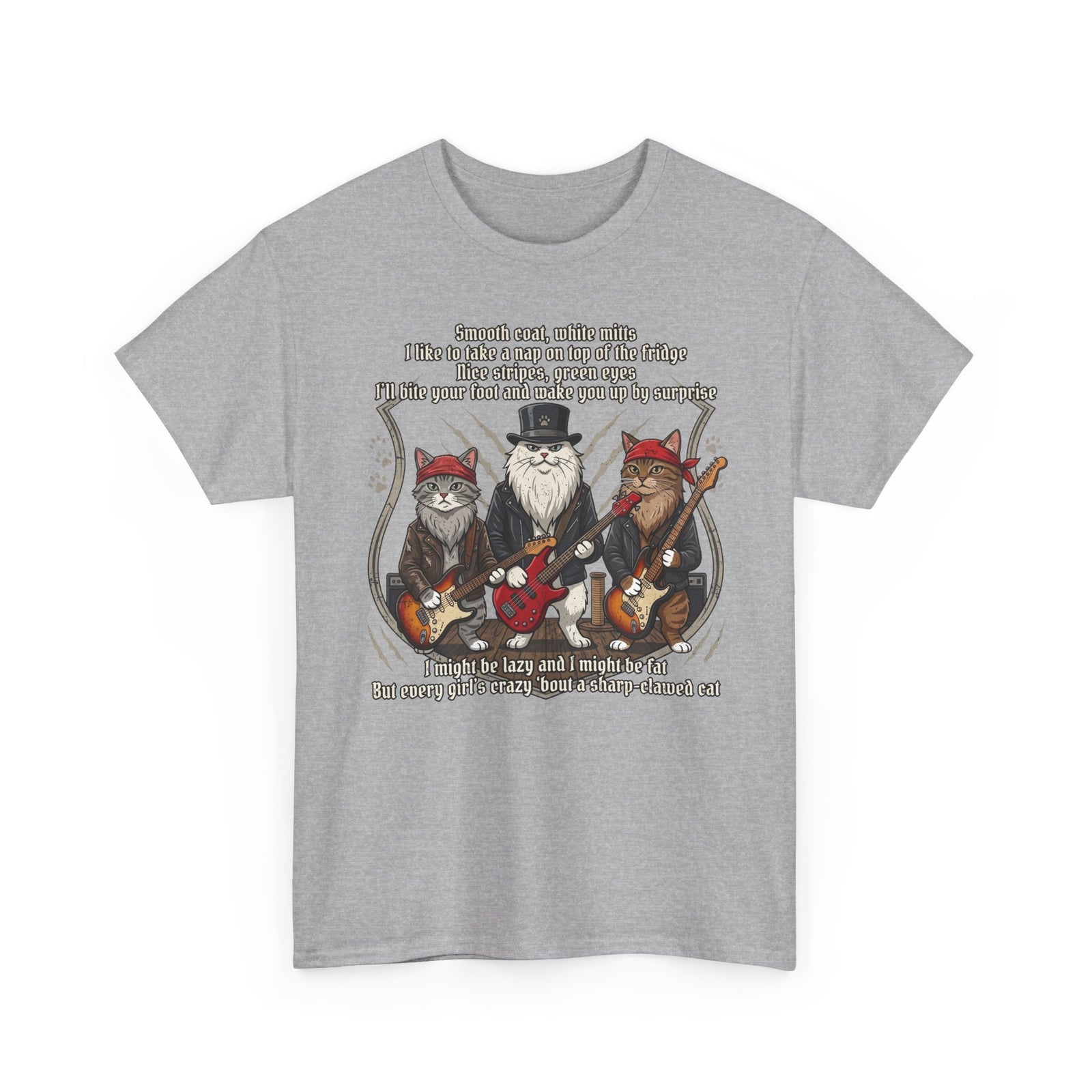 Cat Rock Band T‑Shirt — "I Might Be Lazy" Funny Guitar Cats Tee