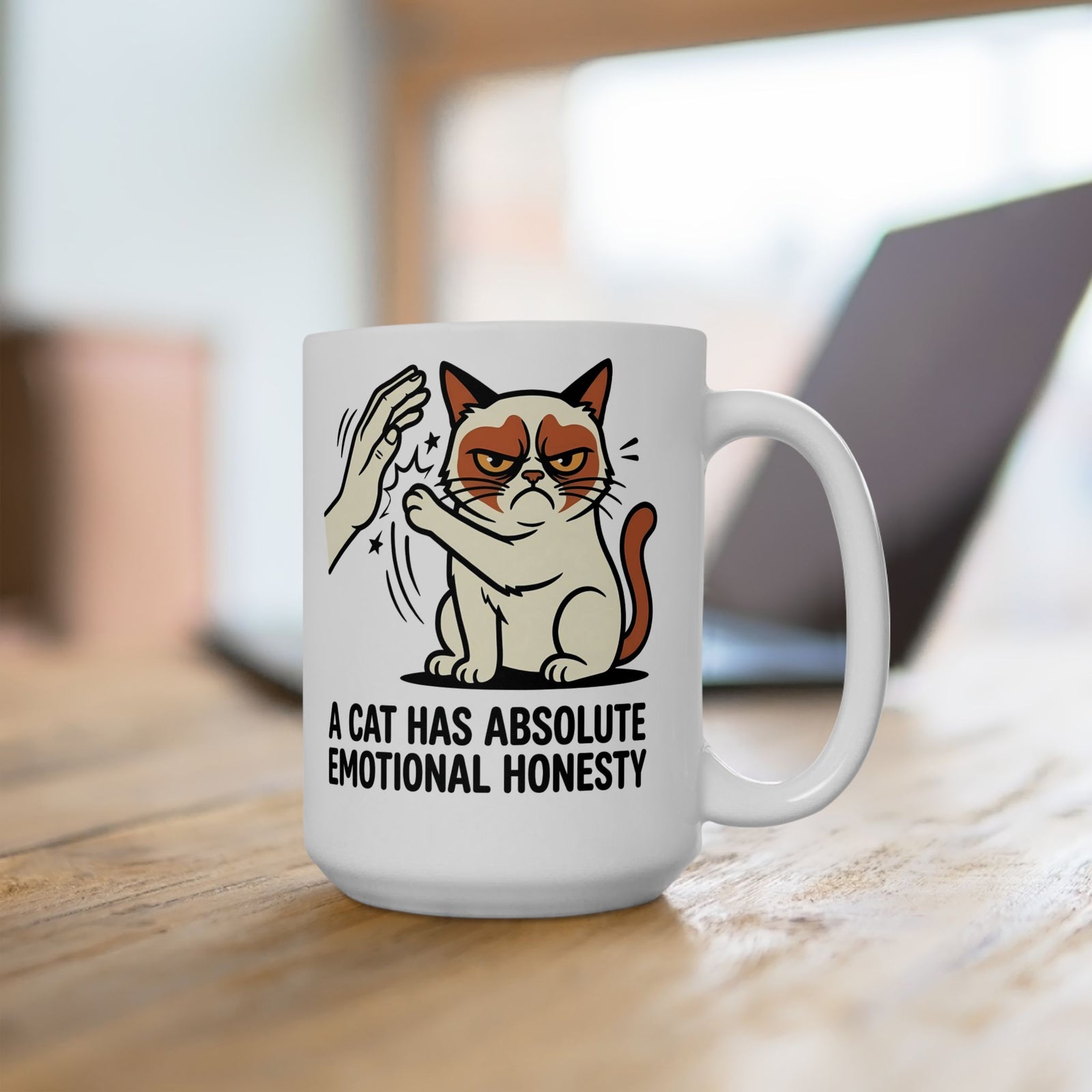 Funny Angry Cat Slap Ceramic Mug