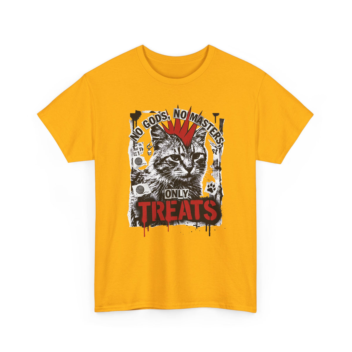 Punk Cat Tee — “No Gods No Masters, Only Treat” Graphic T-Shirt