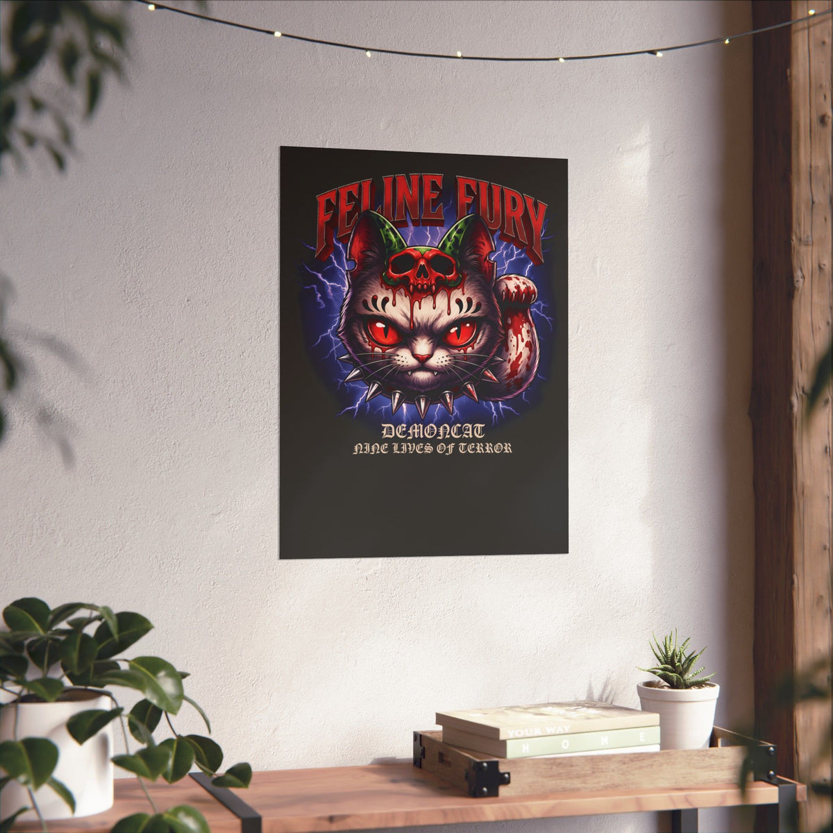 Feline Fury Demoncat Poster — Heavy Metal Horror Gothic Cat Poster