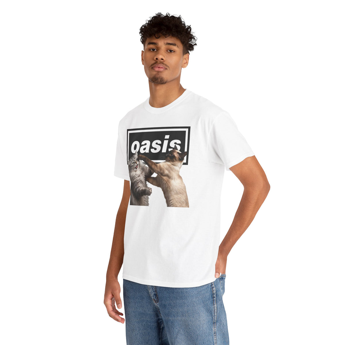 Oasis Cat Fight T-Shirt — Desert Cat Battle Graphic Tee