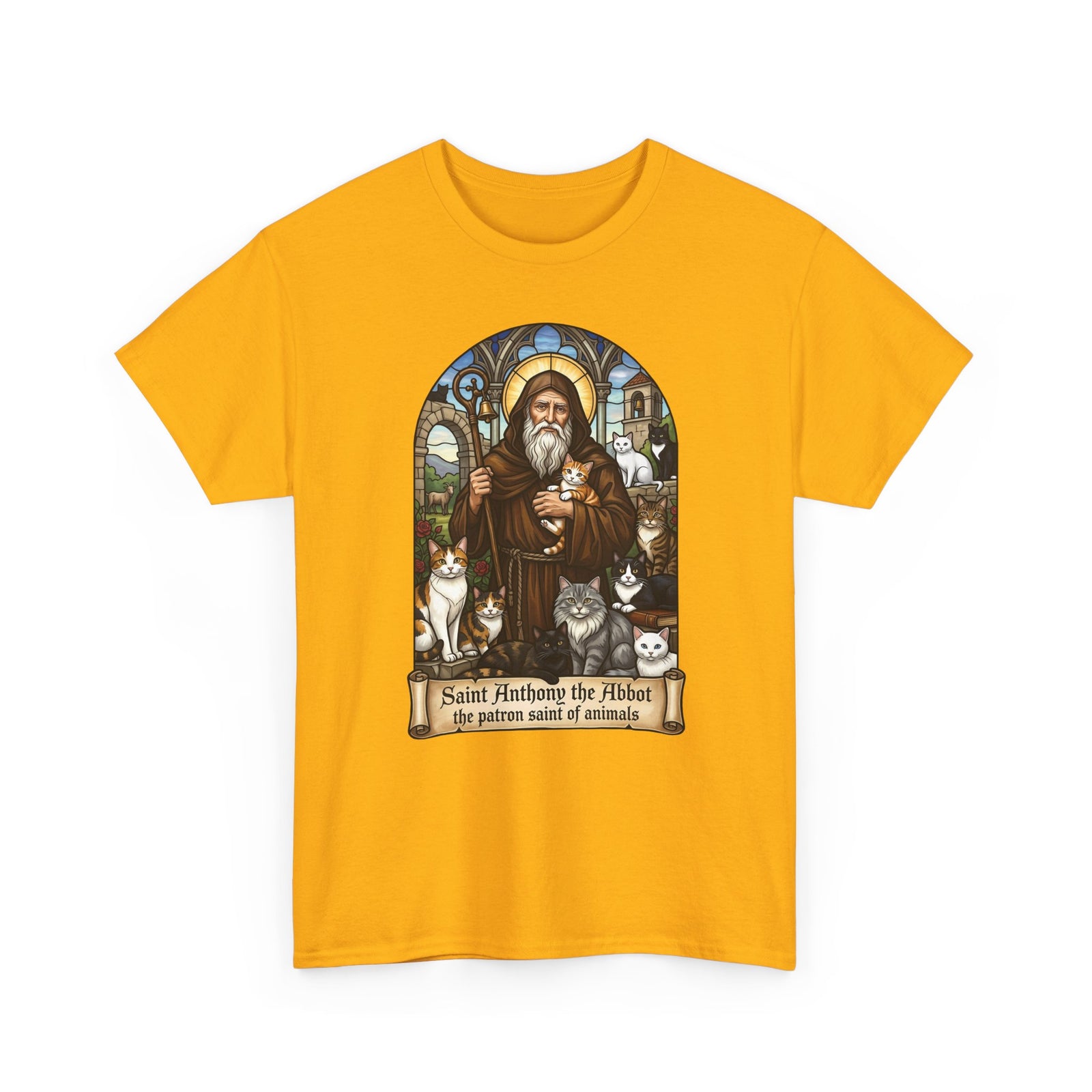 Saint Anthony the Abbot Cat T-Shirt Patron Saint of Animals Shirt