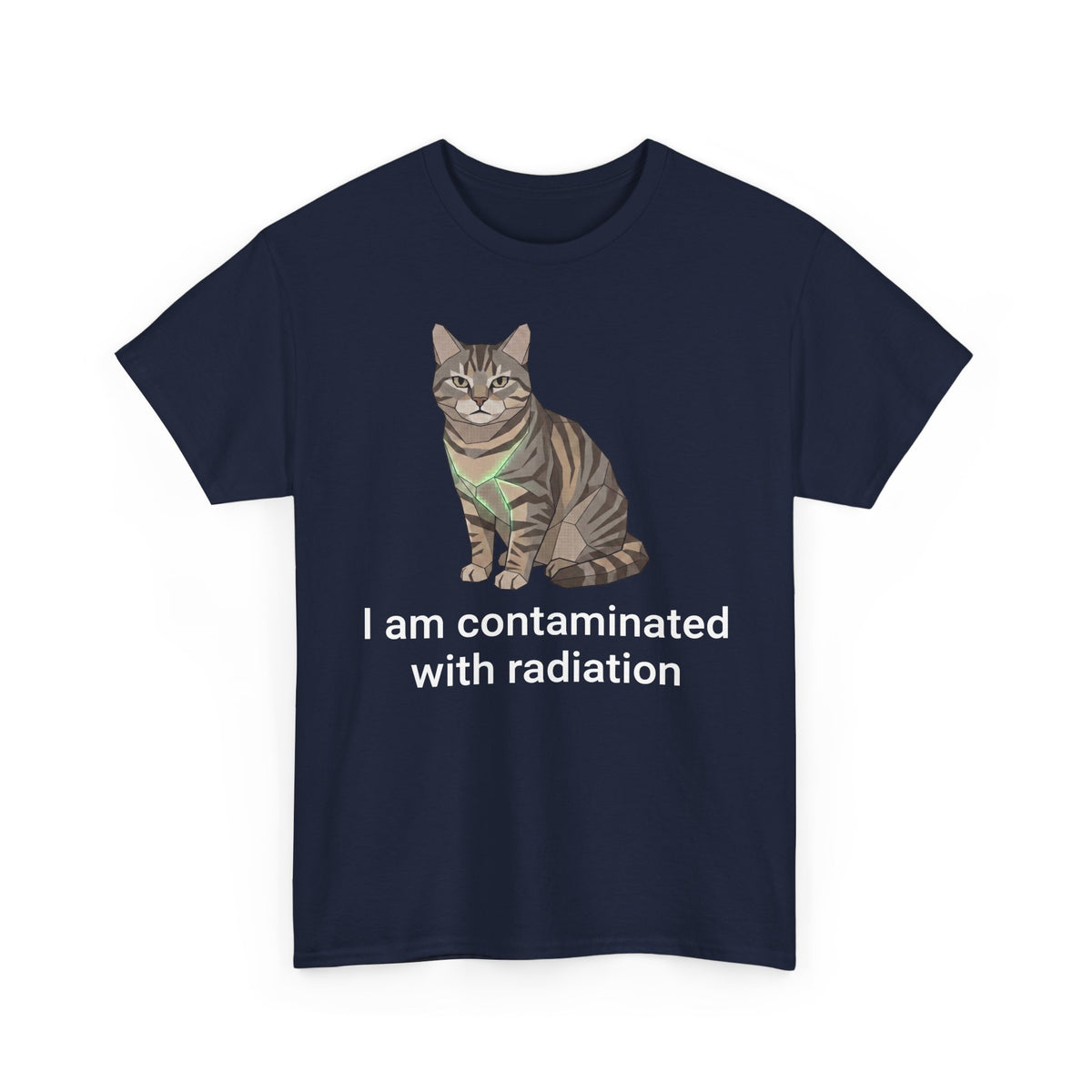 Funny Cat T-Shirt "I Am Contaminated with Radiation" Humorous Retro Radioactive Tee