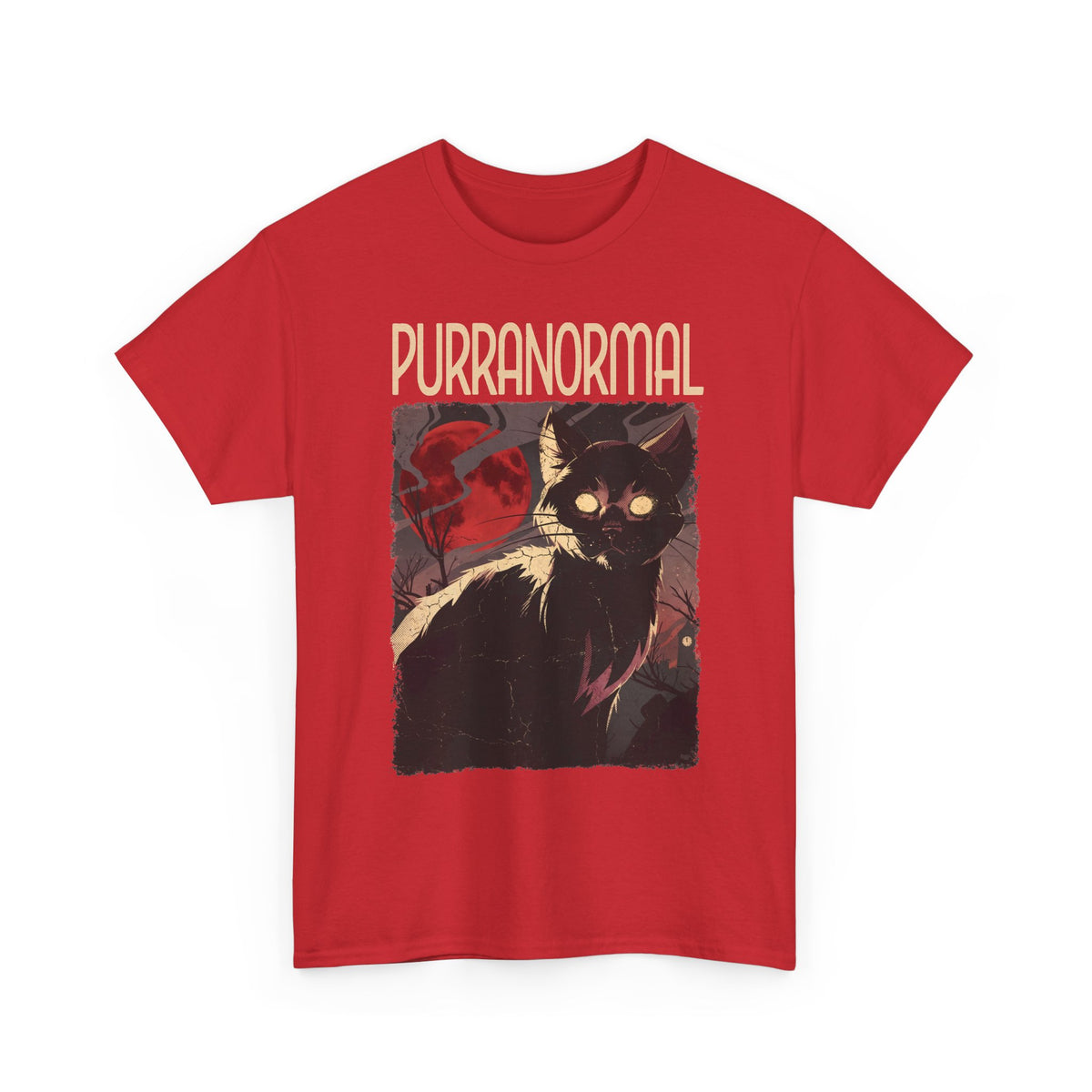 Purranormal Black Cat T-Shirt — Spooky Blood Moon Ghost Cat Tee