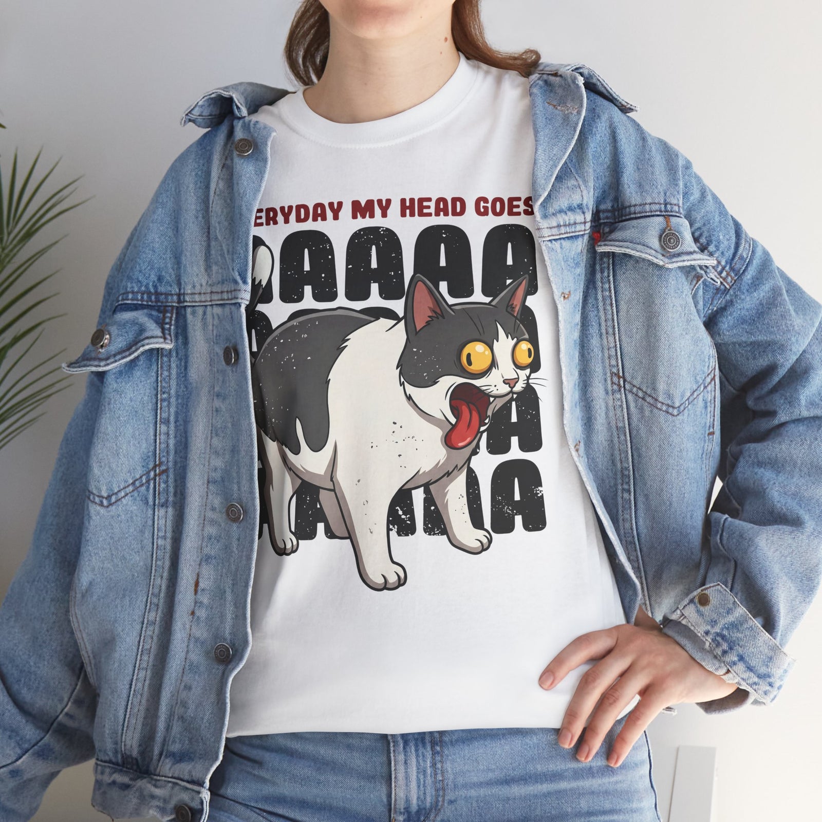 Everyday My Head Goes AAAAA T-Shirt — Funny Screaming Tuxedo Cat Tee