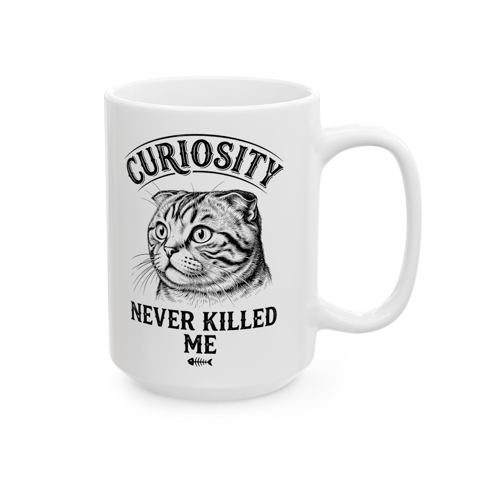 Curiosity Never Killed The Cat Ceramic Mug — Funny Cat Lover Mug