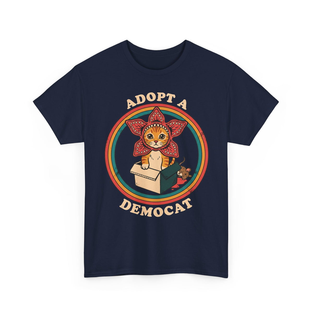 Adopt A Democat T-Shirt — Stranger Things Parody Orange Tabby Tee