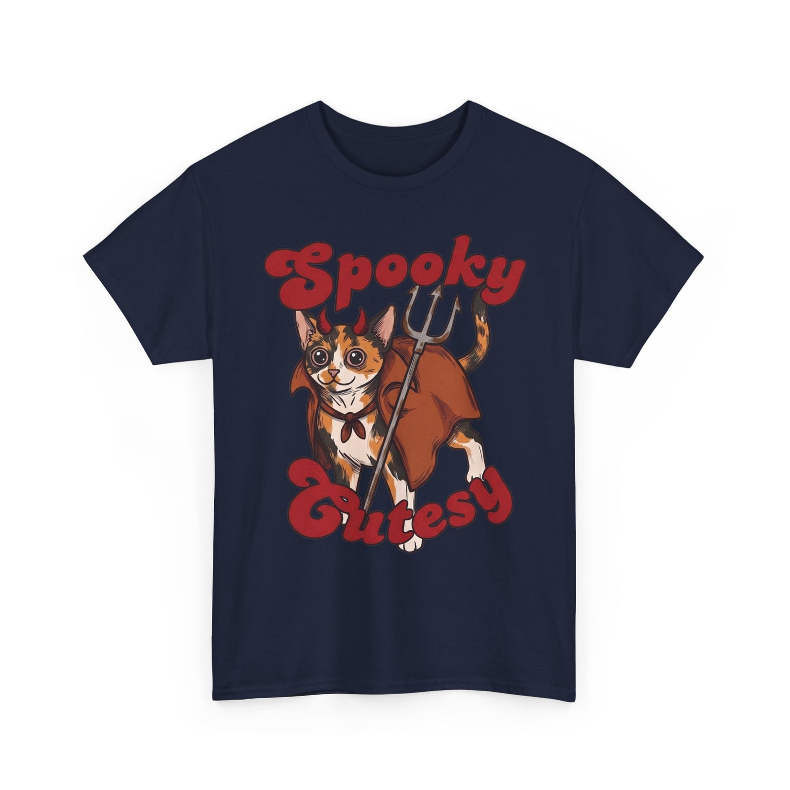 Spooky & Cutesy Devil Calico Cat Shirt — Funny Cute Halloween T-Shirt