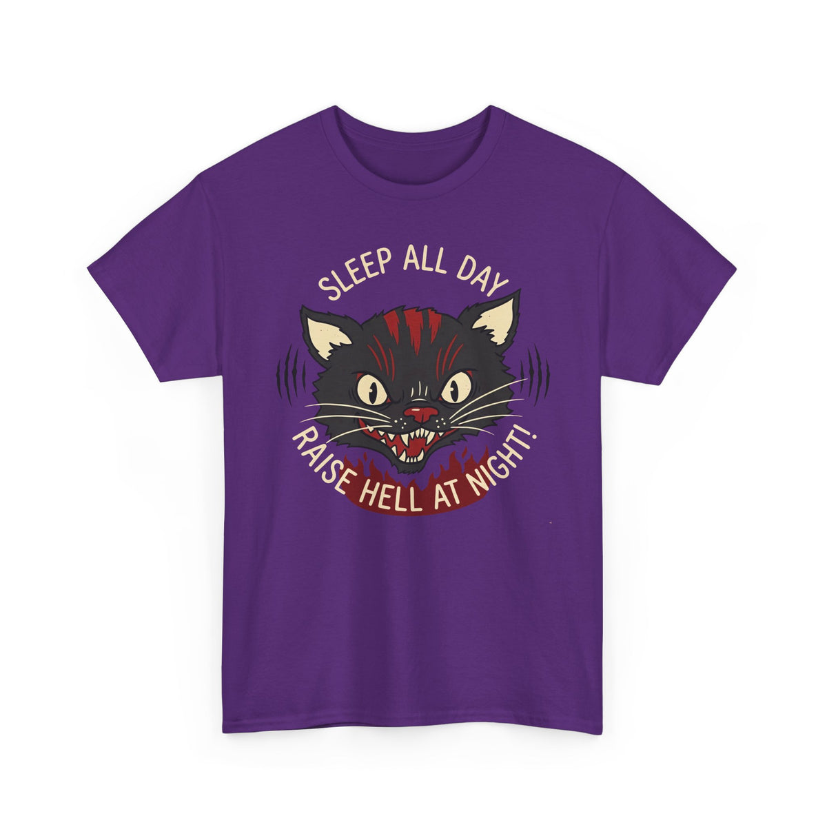Funny Cat 'Sleep All Day, Raise Hell At Night' T-Shirt
