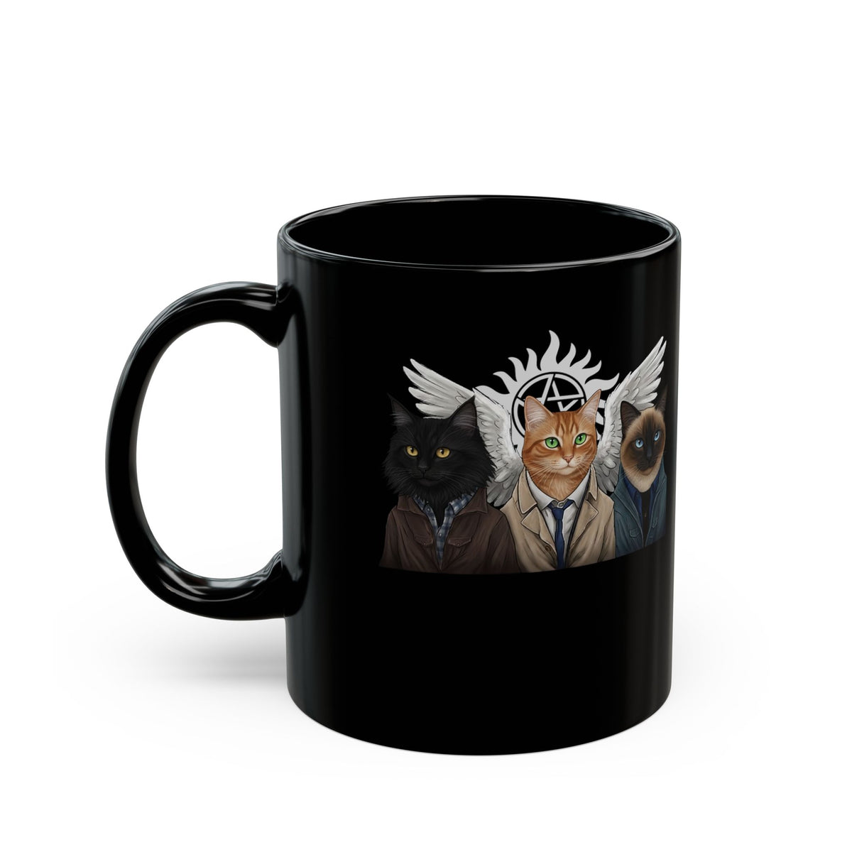 SuperCat Supernatural Cat Black Mug — Mystical Cat Graphic Mug