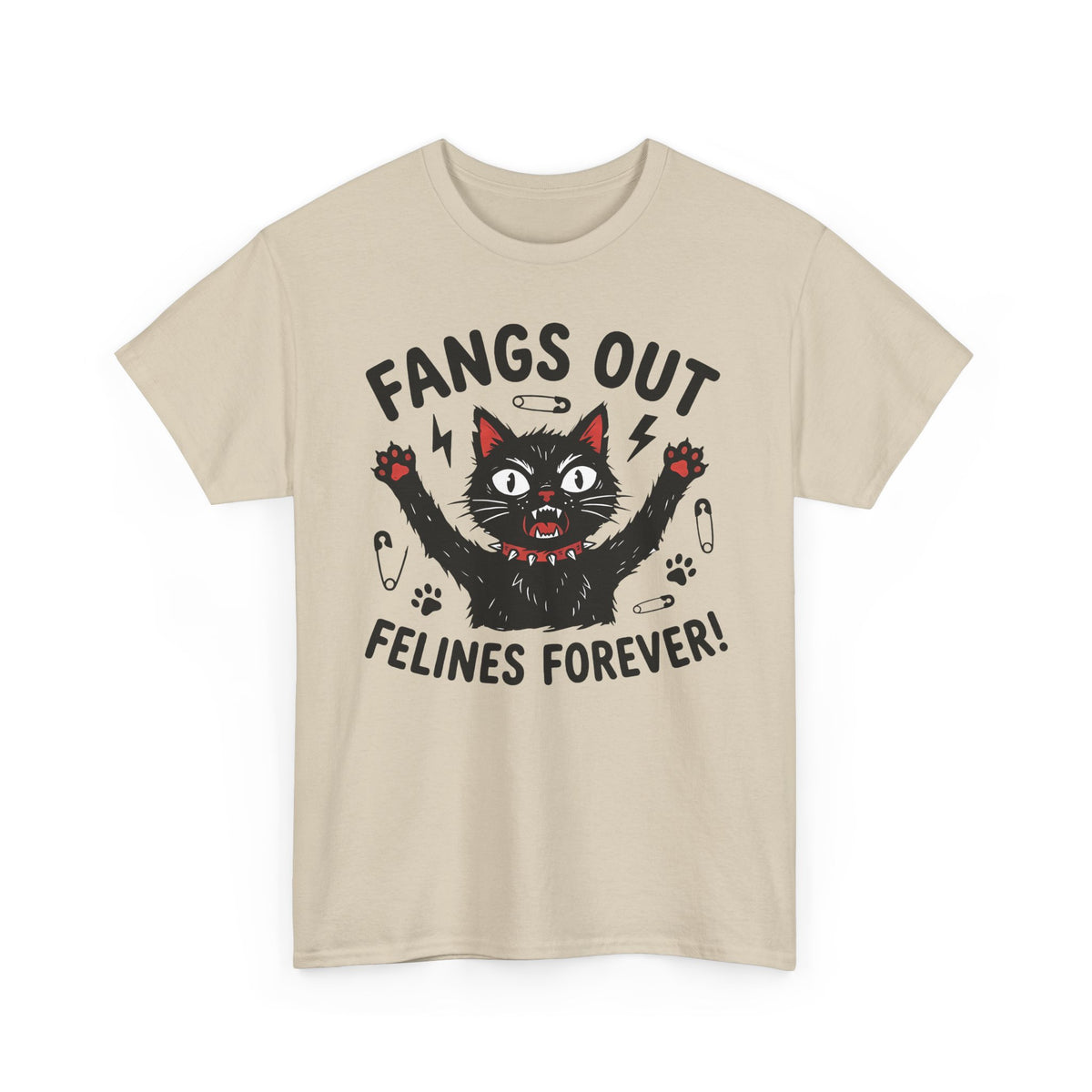 Fangs Out Felines Forever Tee — Cat Lover Graphic T‑Shirt