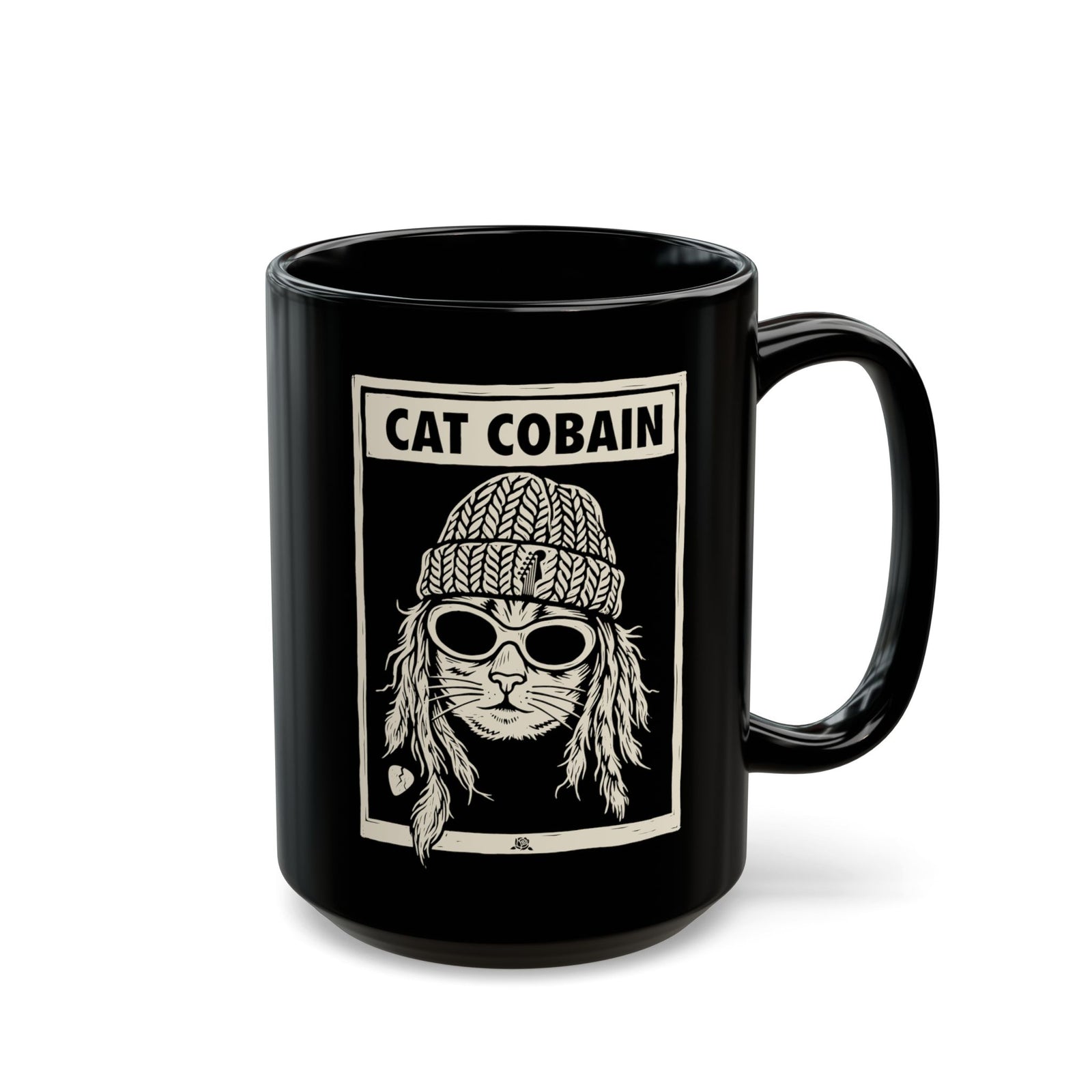 Cat Cobain Black Mug