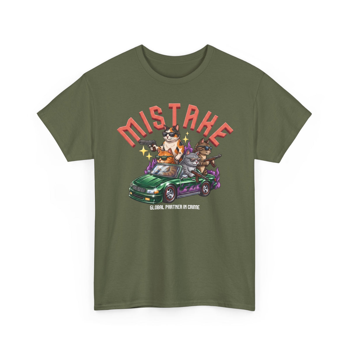 Mistake Global Partner In Crime T-Shirt — Funny Gangster Cat Convertible Tee