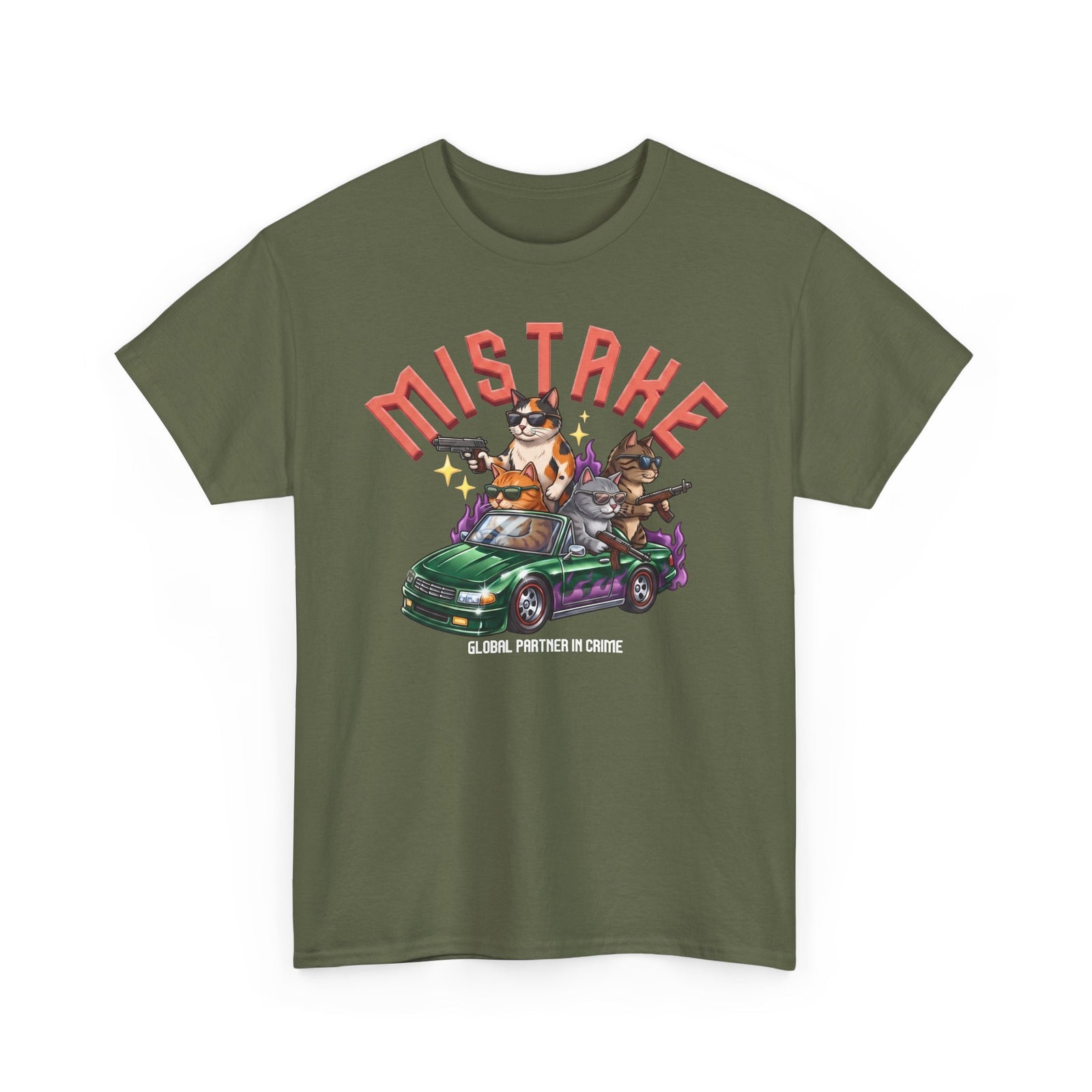 Mistake Global Partner In Crime T-Shirt — Funny Gangster Cat Convertible Tee