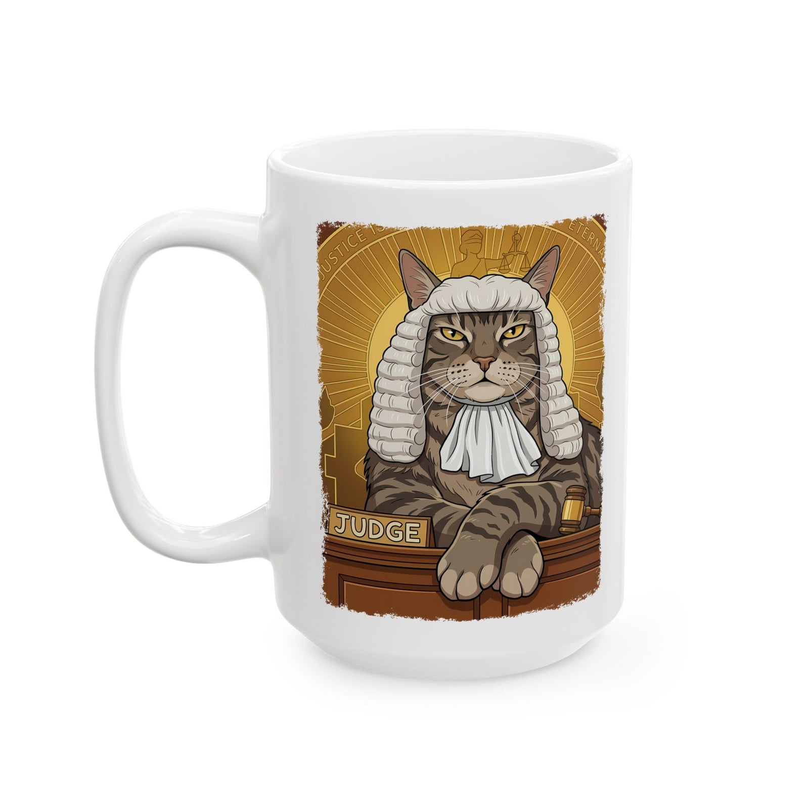 Cat Judge Ceramic Mug  Funny Cat Lawyer / Judge Graphic Mug