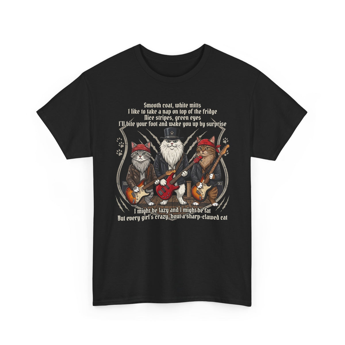 Cat Rock Band T‑Shirt — "I Might Be Lazy" Funny Guitar Cats Tee