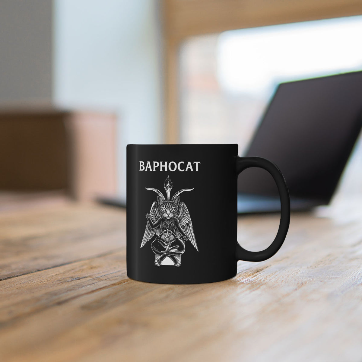 Baphocat Dark Evil Cat Black Mug
