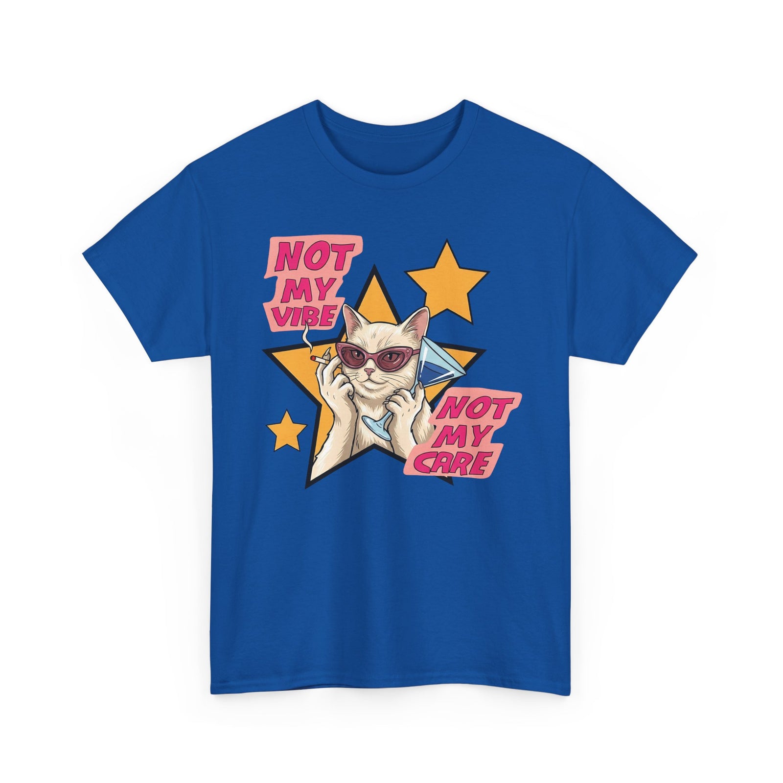 Not My Care Retro Cat T-Shirt — Unbothered Pop Art Feline Tee