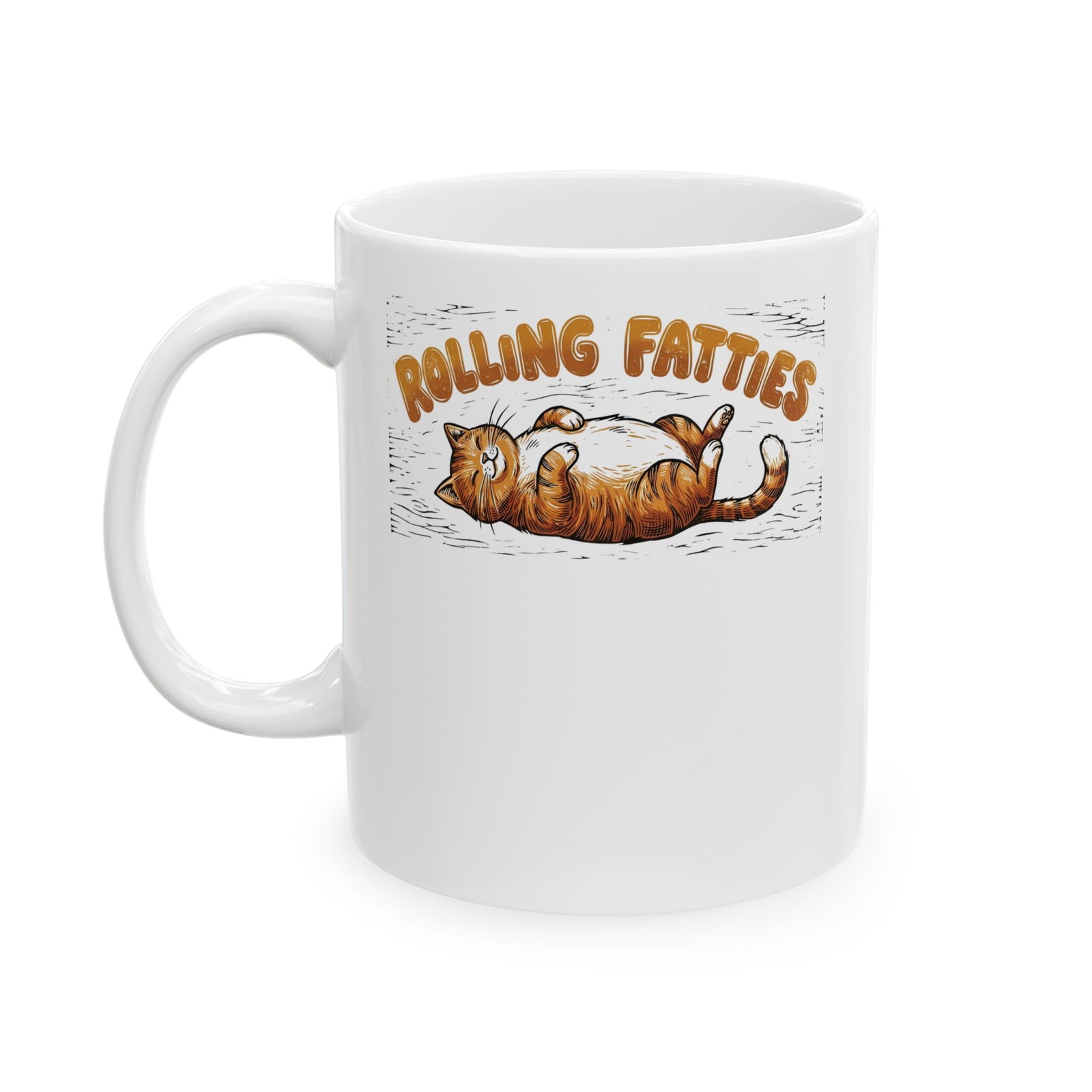 Rolling Fatties Cat Ceramic Mug — Cute Cartoon Cat Graphic Mug