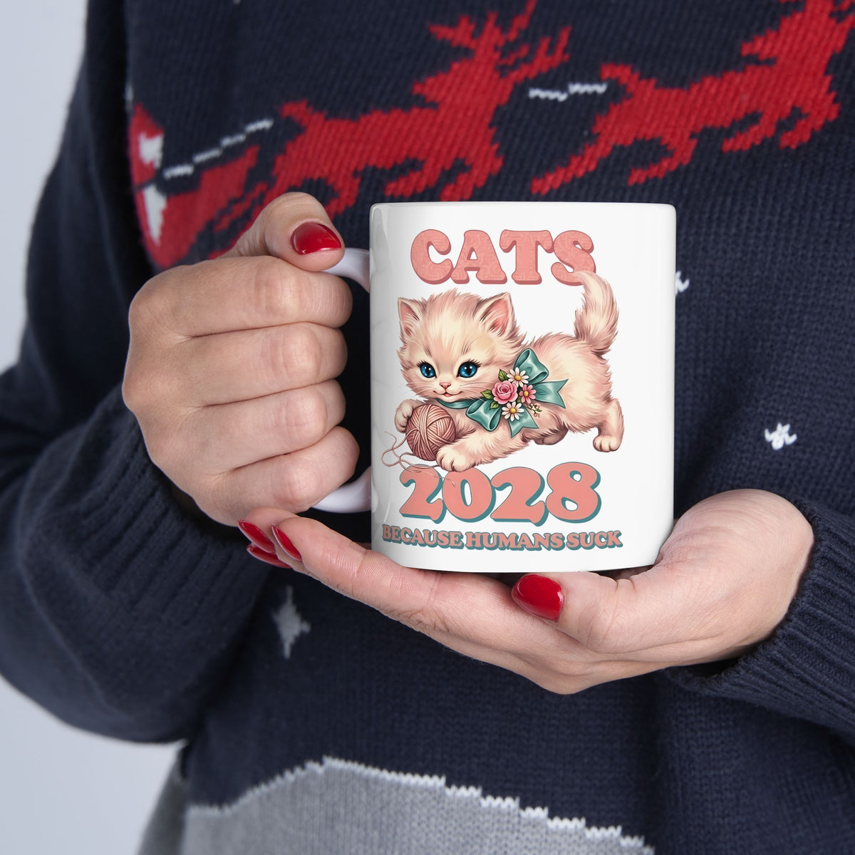 Vote for Cats Ceramic Mug  Funny Cat Political Mug