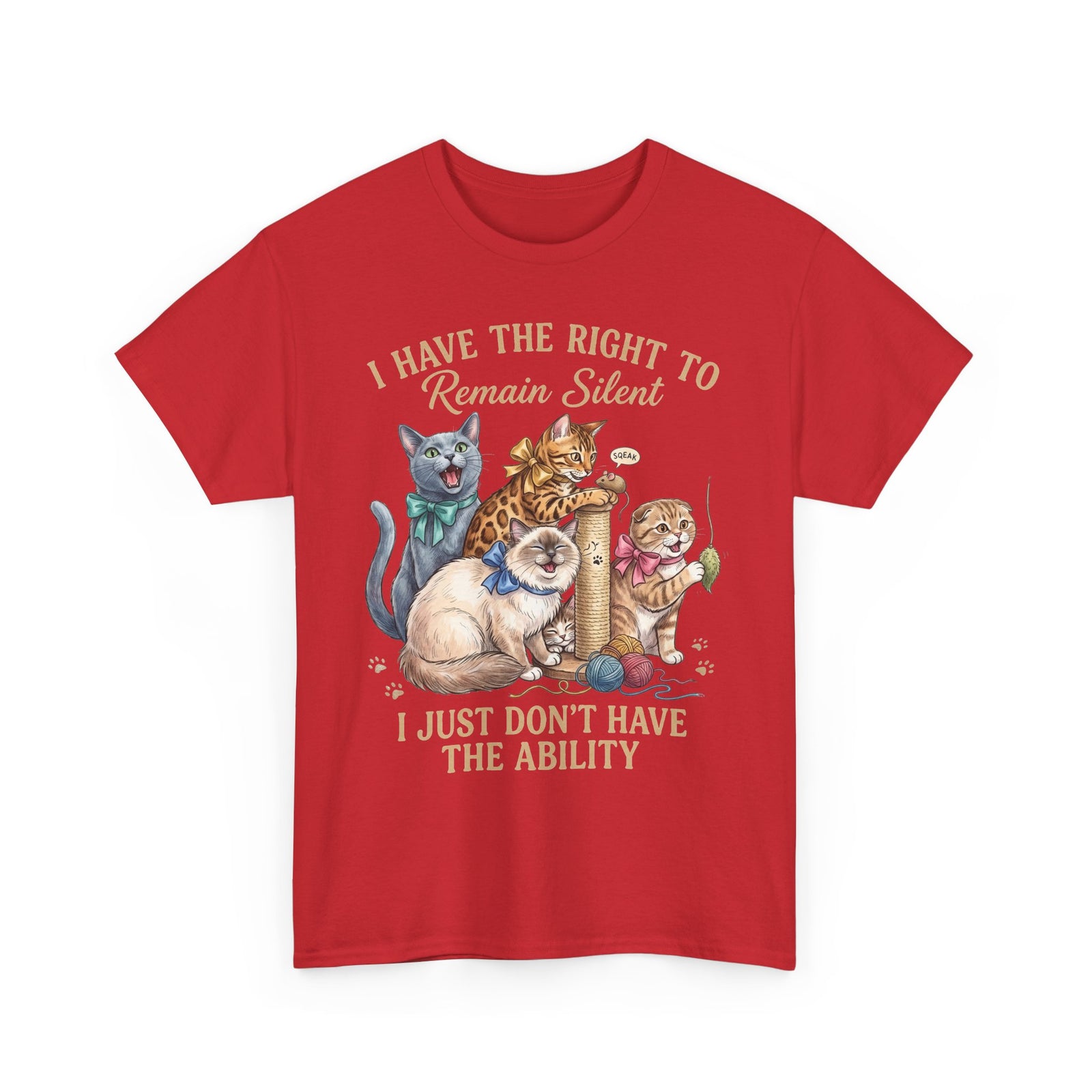 Cat Graphic Tee — "I Have the Right to Remain Silent, I Just Don't Have the Ability"