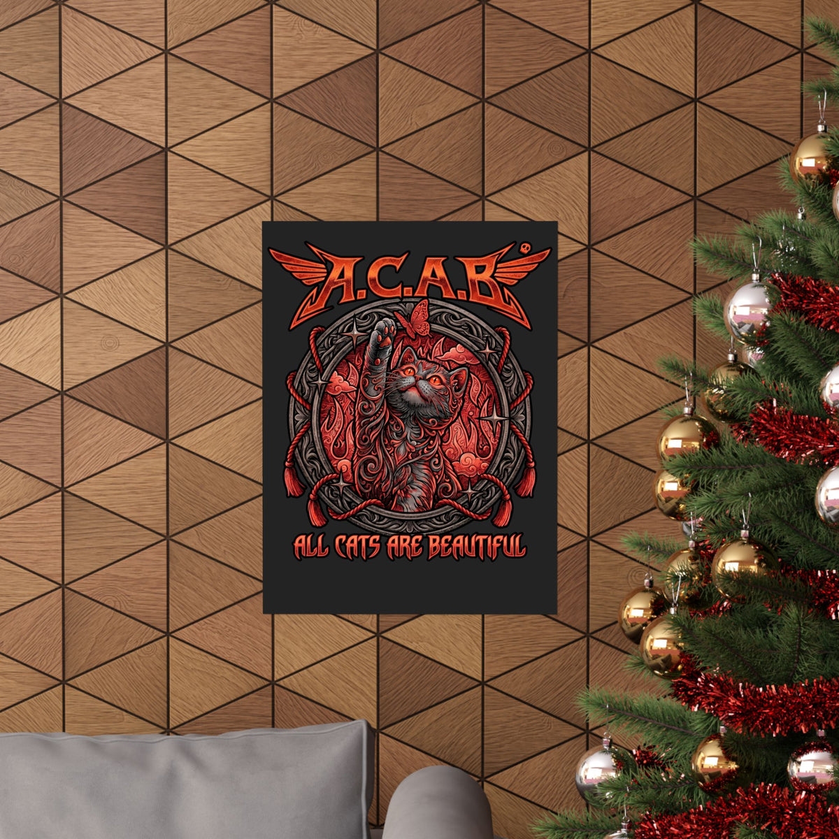 ACAB All Cats Are Beautiful Poster — Heavy Metal Punk Feline Graphic Poster