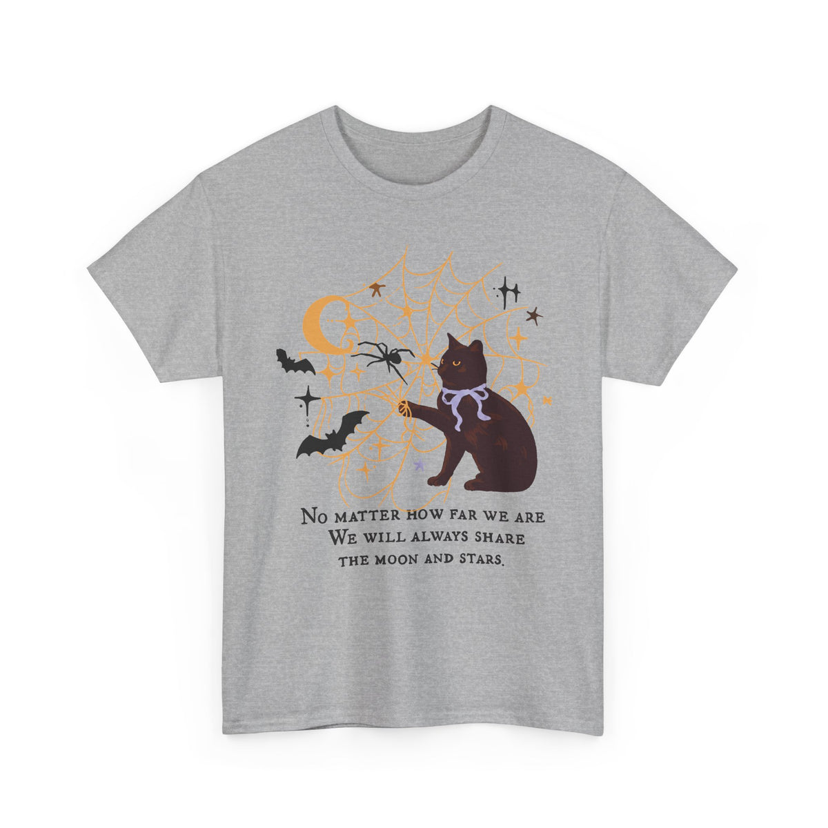 We Will Always Share The Moon And Stars Black Cat T-Shirt — Celestial Halloween Tee