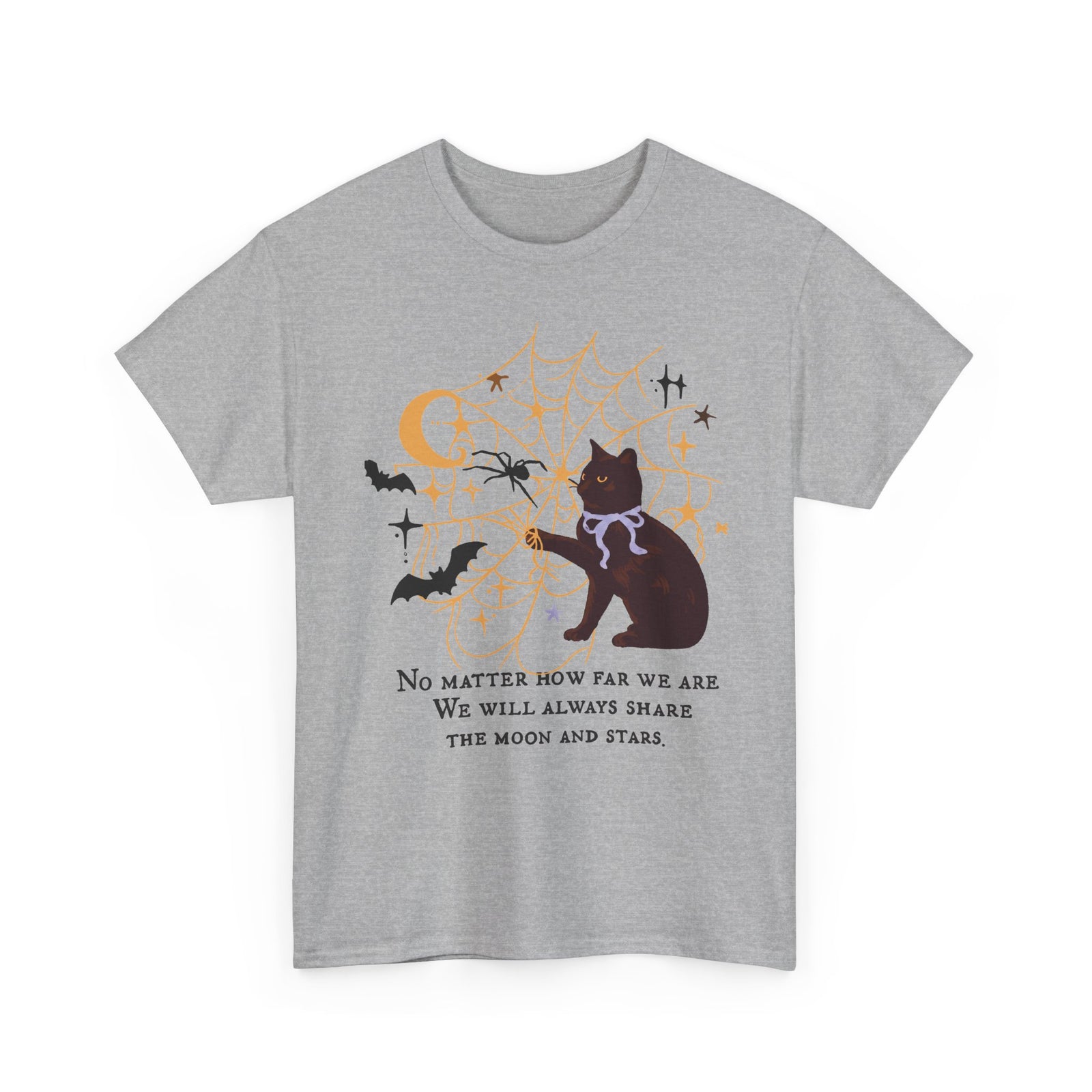 We Will Always Share The Moon And Stars Black Cat T-Shirt — Celestial Halloween Tee