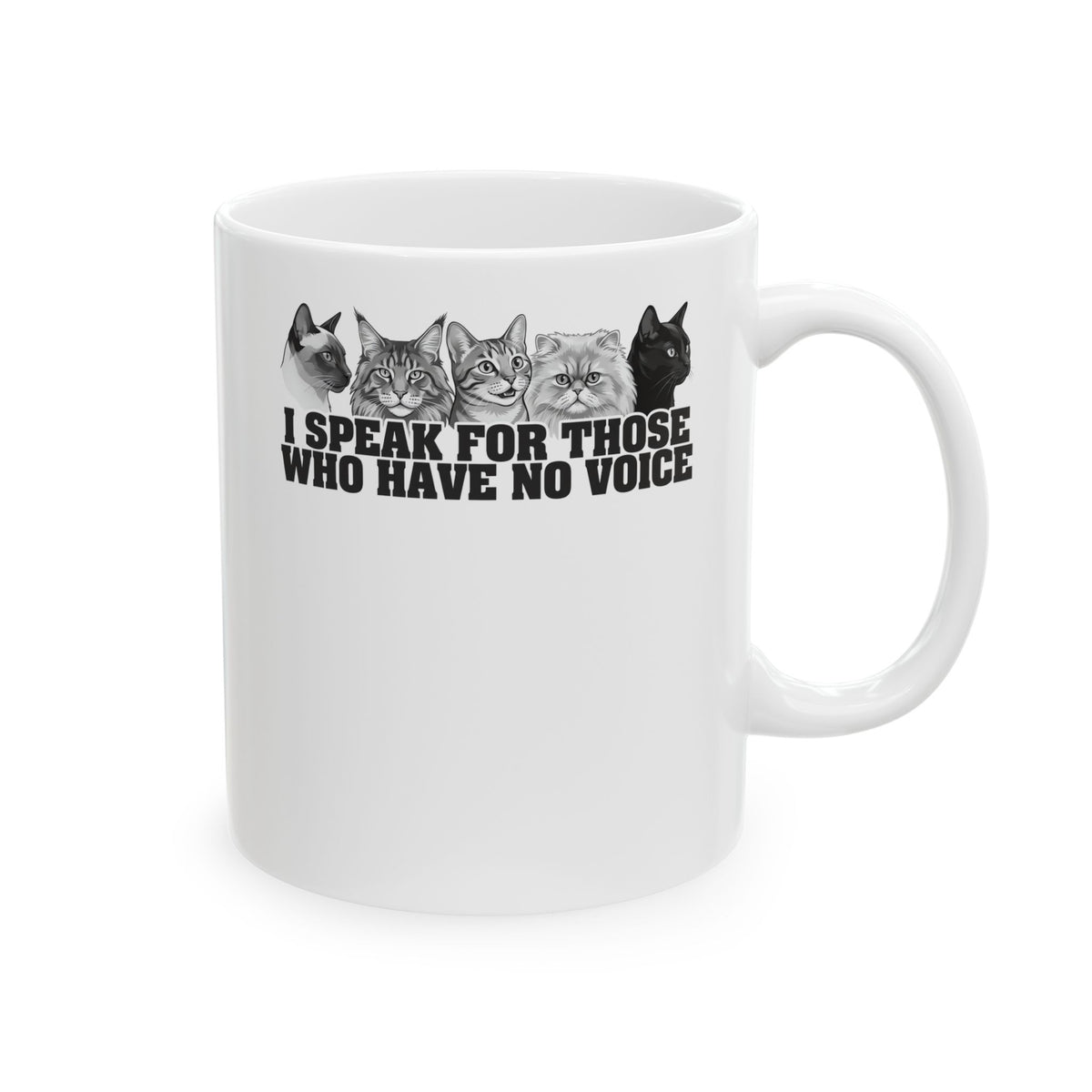 Cat Lover Ceramic Mug — "I Speak for Those Who Have No Voice" Animal Rescue Mug