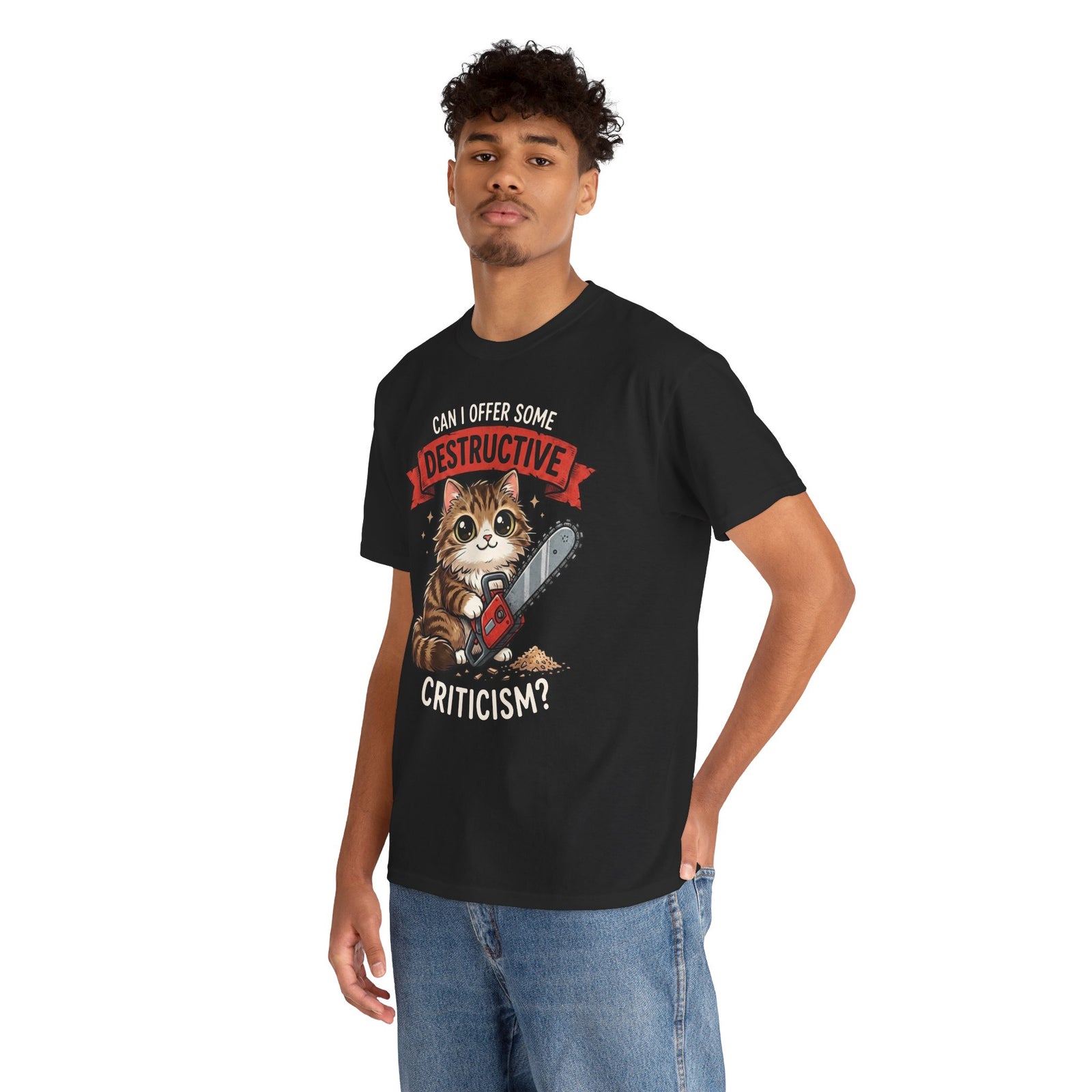 Funny Chainsaw Cat T-Shirt Graphic Cat with Chainsaw Tee