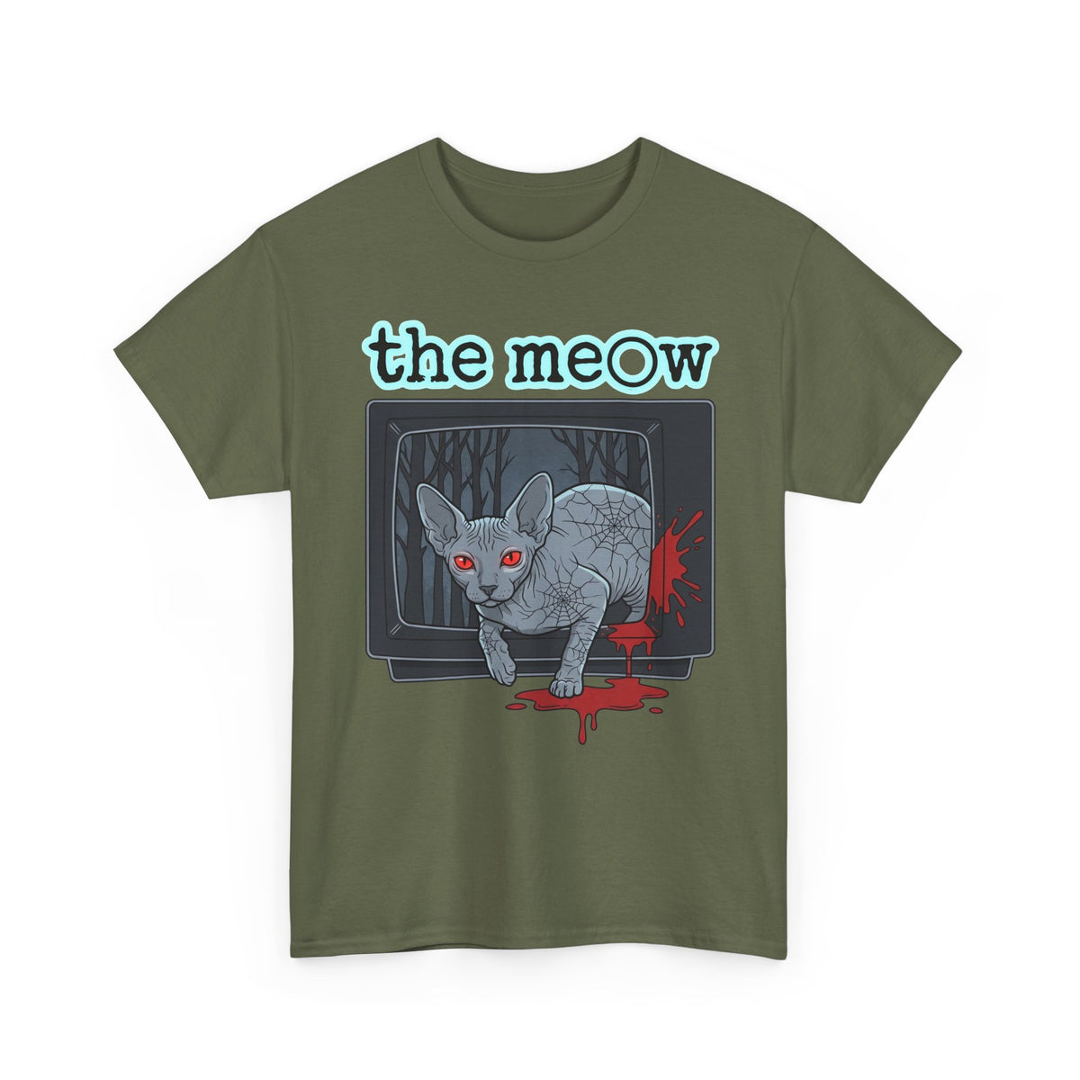 The meow Creepy Cat TV Horror T-Shirt