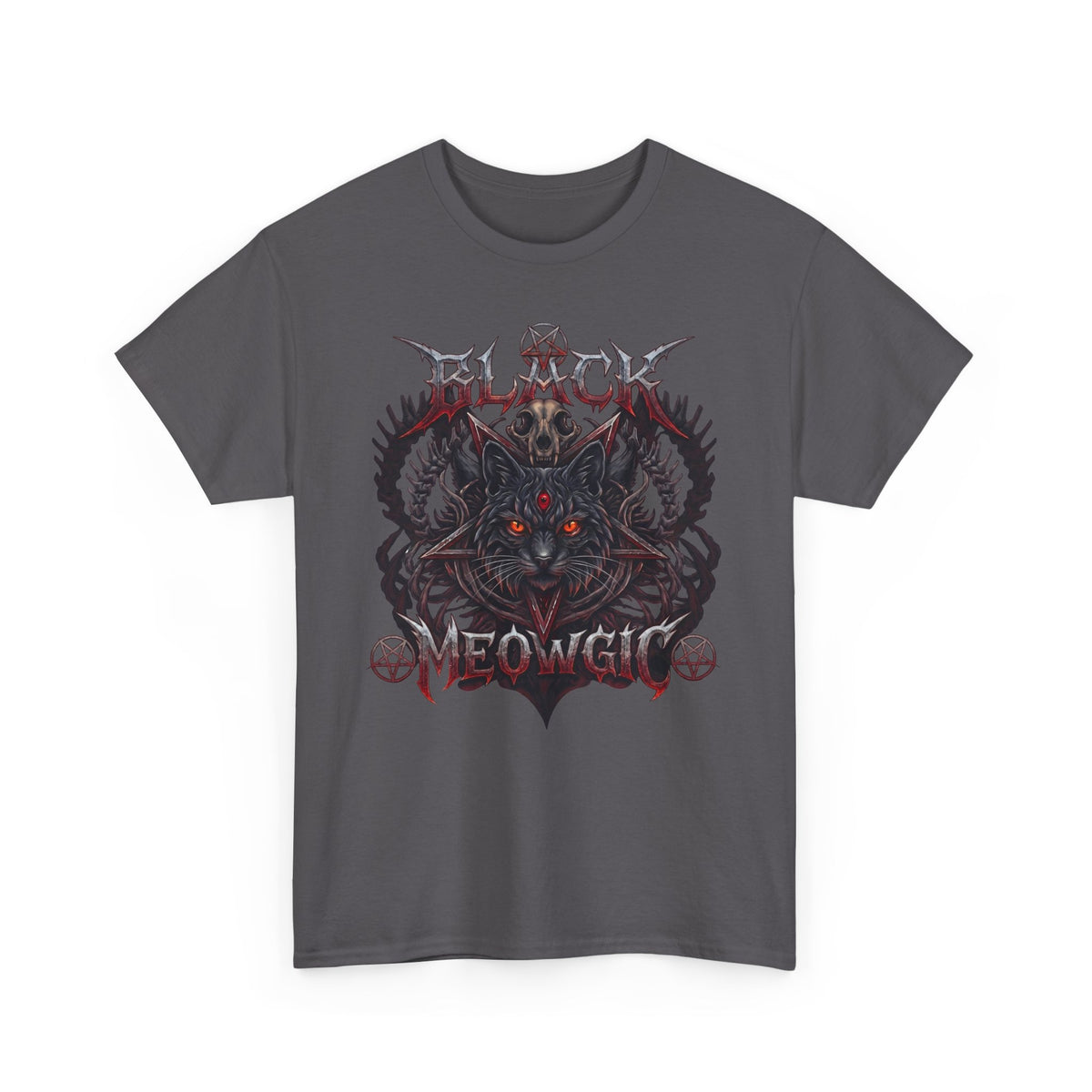 Black Meowgic Cat T-Shirt — Death Metal Occult Black Cat Tee