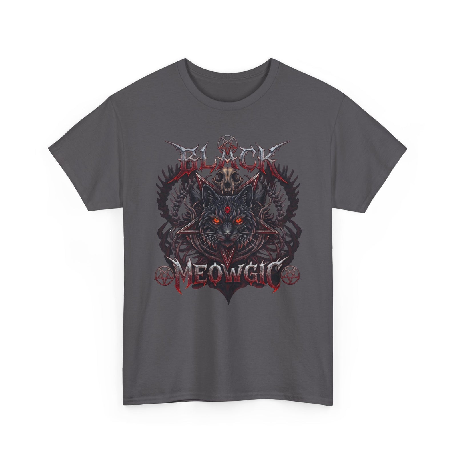Black Meowgic Cat T-Shirt — Death Metal Occult Black Cat Tee